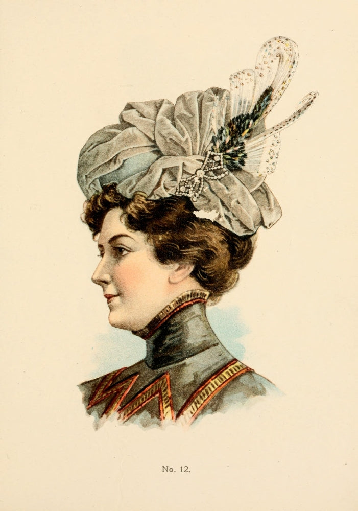 Fine Millinery 1899 Hat Poster Print showcasing vintage fashion design.