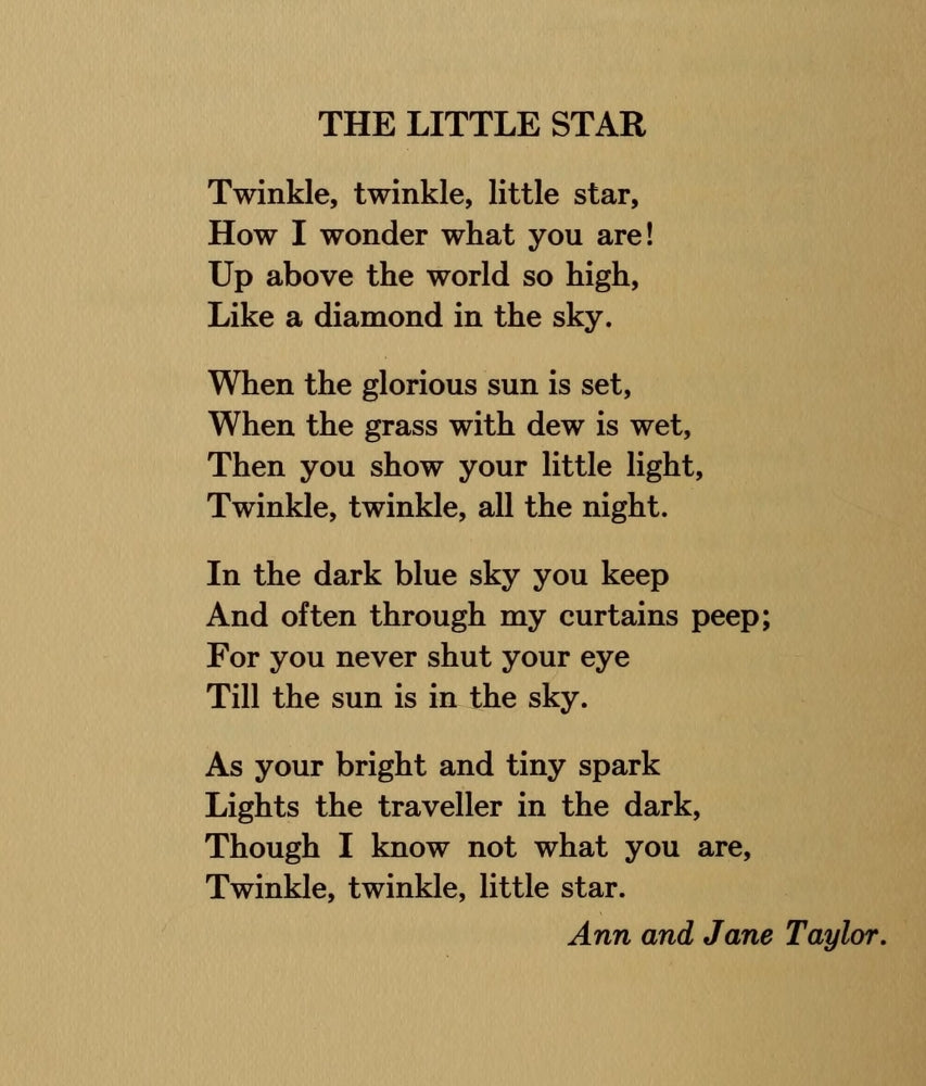 Twinkle, Twinkle poster print from Little Folks' Book of Verse, featuring a nostalgic design.
