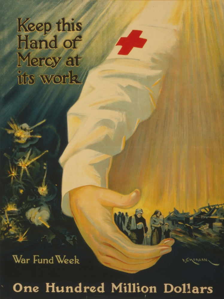 1918 Keep This Hand of Mercy at Its Work Poster Print by P.G. Morgan
