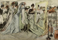 Scribner's 31 (1902) Trying on Hats Poster Print by Everett Shinn.