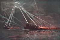 Naval Front 1920 Destroyers Engaging a Zeppelin in Tyne Poster Print by Donald Maxwell
