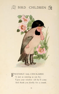 Bird Children 1912 Chickadee Poster Print by M.T. Ross