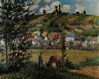 Chaponval Landscape Fine Art Print by Camille Pissarro depicting serene nature scenery.