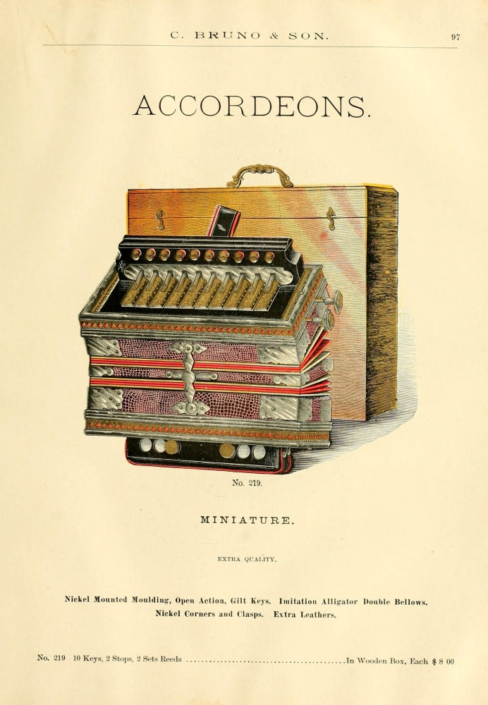 Catalogue C. Bruno & Son c.1890 Kalbe Imperial Accordions Poster Print