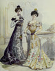 Latest Paris Fashions 1877 Robes de Soiree Poster Print featuring elegant vintage gowns.