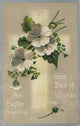 1910 Easter Greetings Poster Print with Cross and Flowers