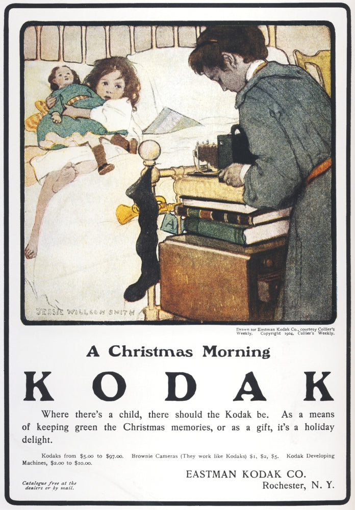 A Christmas Morning Poster Print by Jessie Willcox Smith depicting a joyful holiday scene.