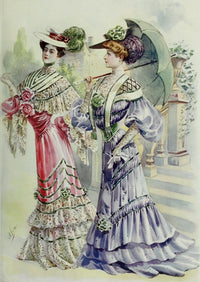 Latest Paris Fashions 1877 Toilettes de Casino Poster Print showcasing vintage fashion.