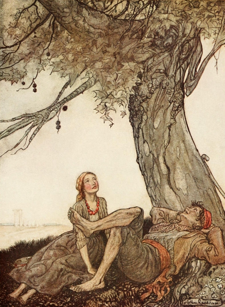 Aesop's Fables The Travellers and the Plane-Tree poster print by Arthur Rackham