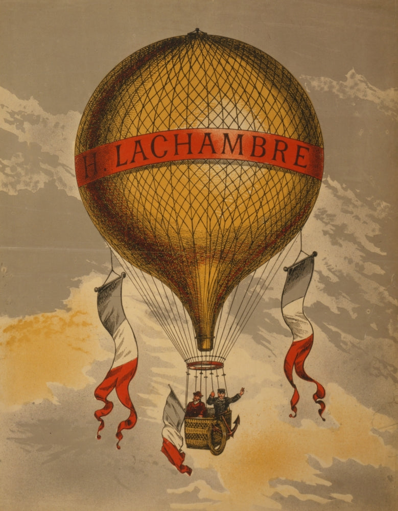 1890-1900 Henri Lachambre Balloon Poster Print showcasing vintage aviation art.