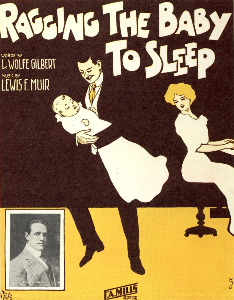 Ragging the Baby to Sleep 1912 Poster Print, vintage sheet music cover.