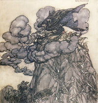 Rip Van Winkle poster print featuring clouds black as ink by A. Rackham.