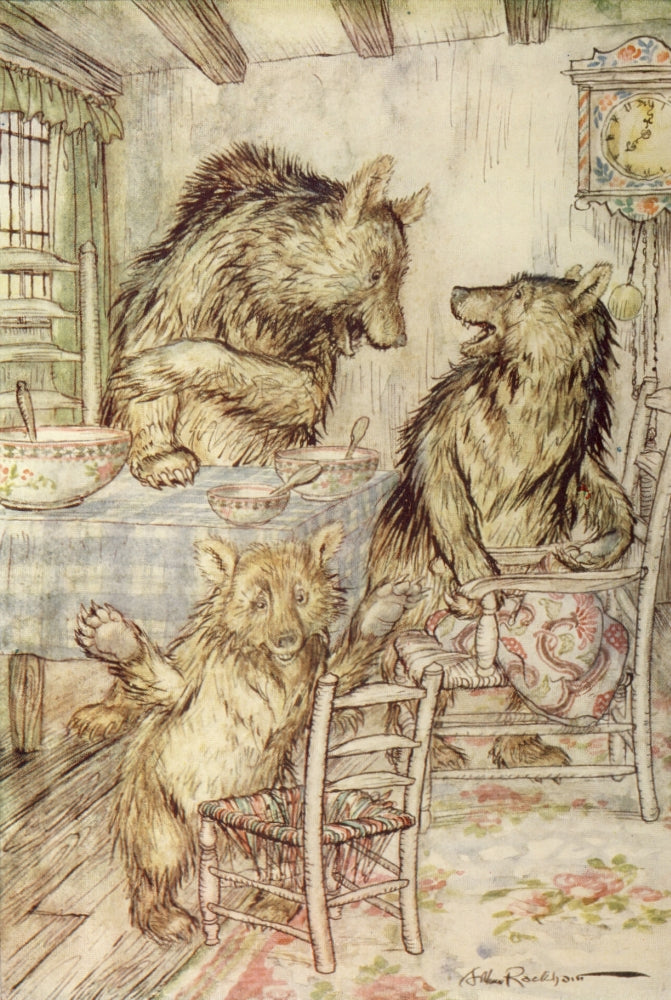 The Three Bears poster print from Fairy Book 1933 by A. Rackham, beautifully illustrated.