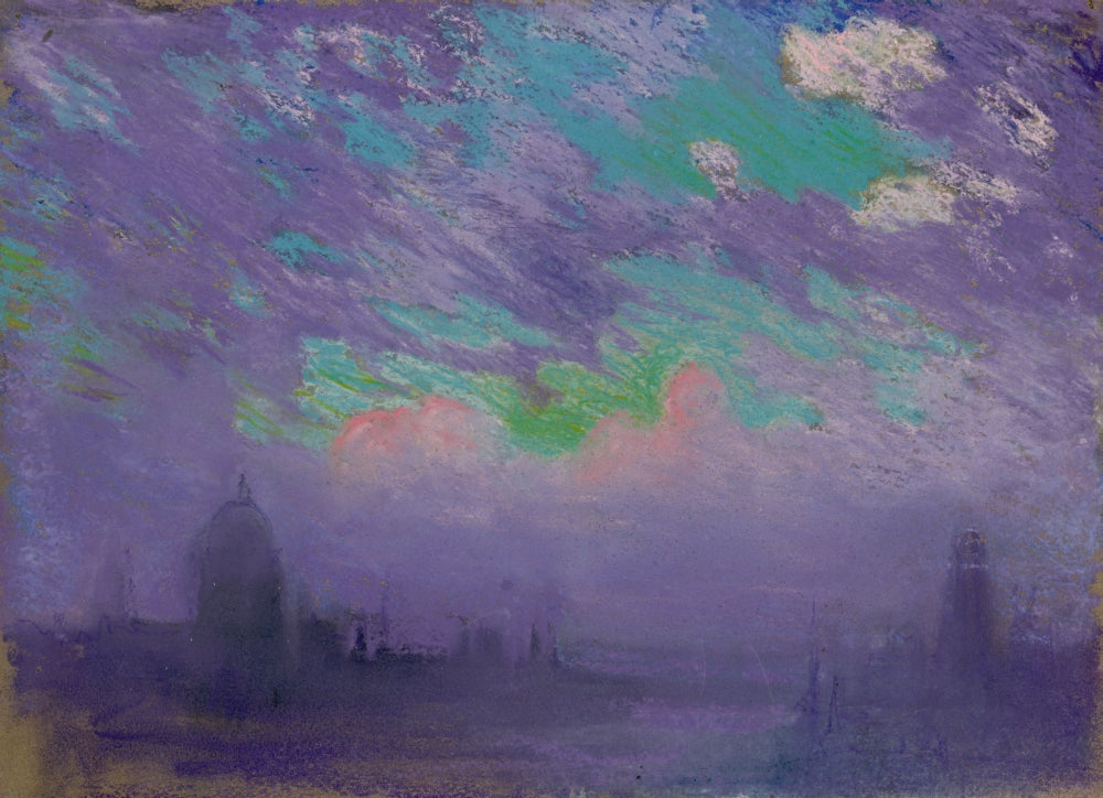 London in Green, Blue & Purple Poster Print by Joseph Pennell