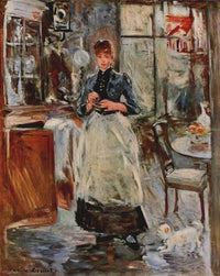 In the Dining Room Poster Print by Berthe Morisot featuring elegant interior scene.