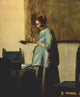The Reader fine art print by Johannes Vermeer showcasing a woman reading.