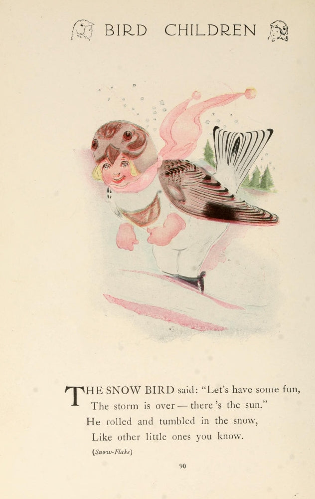 Bird Children 1912 Snow Bird Poster Print by M.T. Ross
