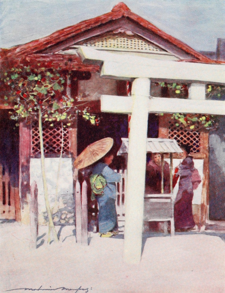 Japan 1901 A Sunny Temple Poster Print by Mortimer Menpes