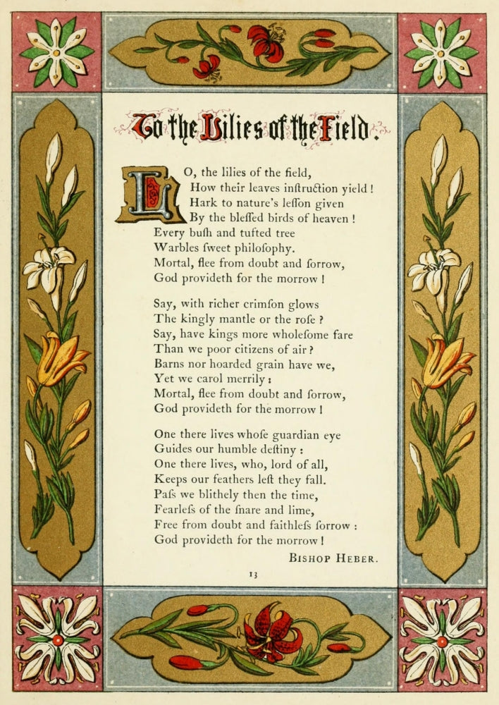 Lilies of the Field Floral Gift Poster Print by Samuel Stanesby