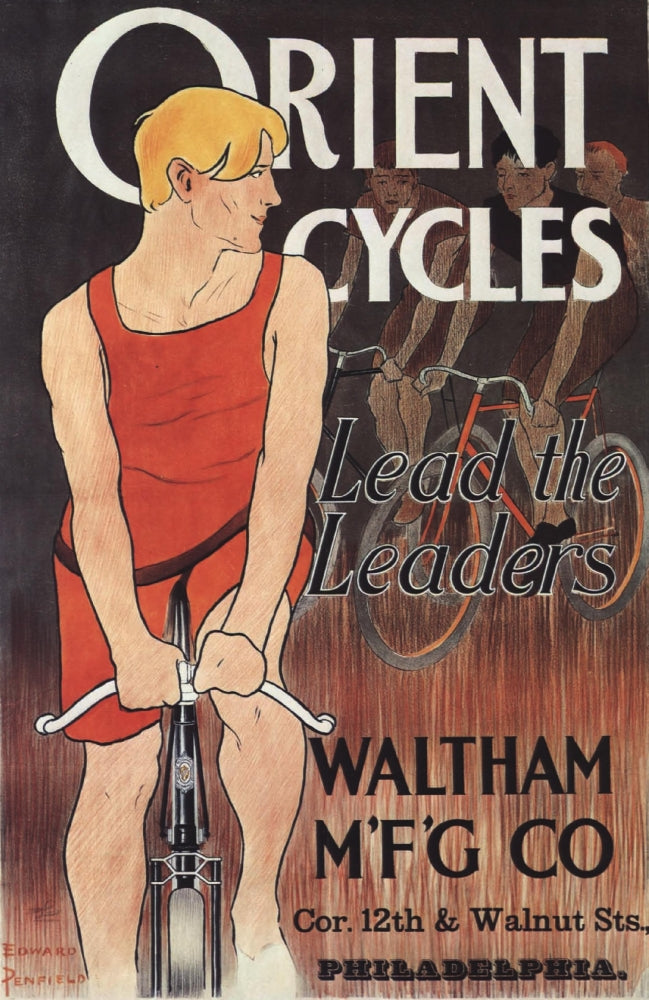 Orient Cycles 1895 Poster Print by Edward Penfield, vintage cycling artwork.