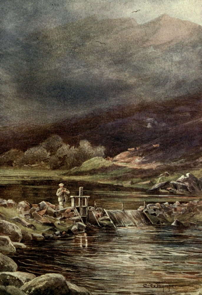 Fishermen's Weather 1906 Changing the Fly Poster Print by Charles Whymper
