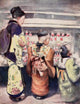 Japan 1901 Sugar-Water Stall Poster Print by Mortimer Menpes, showcasing a traditional Japanese street scene.