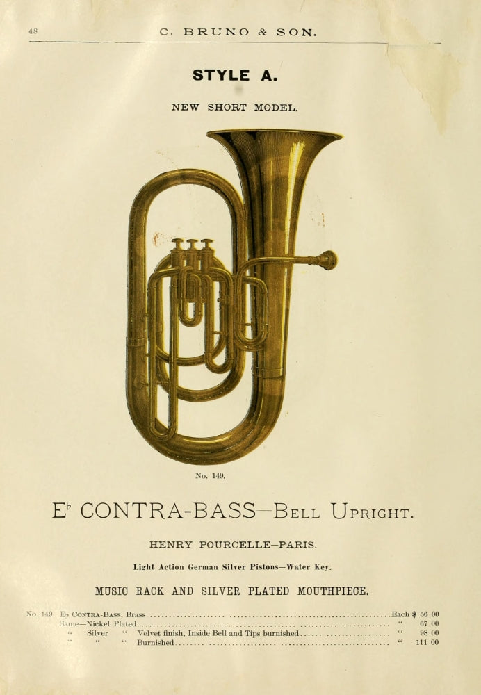 E-flat Contra Bass 2 Poster Print from Catalogue C. Bruno & Son (c. 1890)