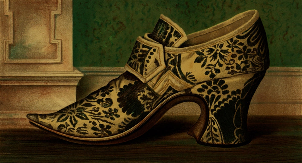 Ladies' Old-Fashioned 1885 Shoe Poster Print showcasing vintage footwear design