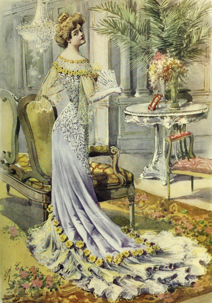 Latest Paris Fashions 1895 Toilette de Reception Poster Print showcasing vintage fashion.