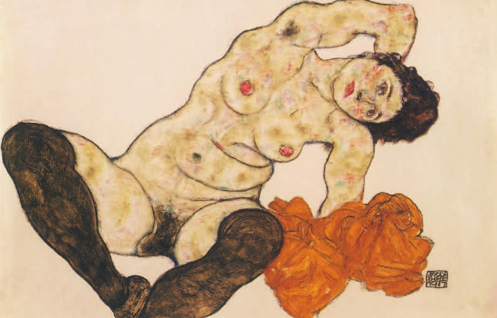 Reclining Nude with Yellow Towel by Egon Schiele poster print