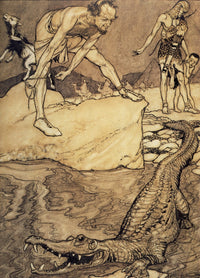 The Sacred Crocodile Poster Print by A. Rackham - Whimsical illustration from Little Folks 1901.