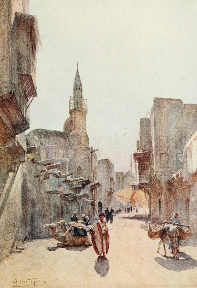 Below the Cataracts 1907 poster print by Walter Tyndale, showcasing a street near the Citadel in Cairo.