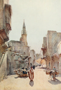 Below the Cataracts 1907 poster print by Walter Tyndale, showcasing a street near the Citadel in Cairo.