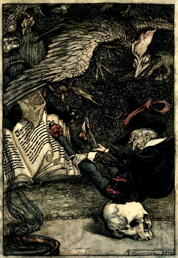 Ingoldsby Legends 1907 Upon Large Skull Poster Print by A. Rackham