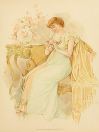 Lucile 1893 Girl with Roses Poster Print by Thomas McIlvaine, showcasing a young girl with a bouquet of roses.