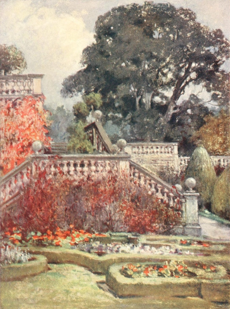 Scottish Gardens 1908 Balcarres Poster Print by Mary G.W. Wilson showcasing lush landscapes.