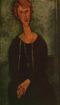 Mme Menier 1917 art print by Amedeo Modigliani, elegant and colorful.