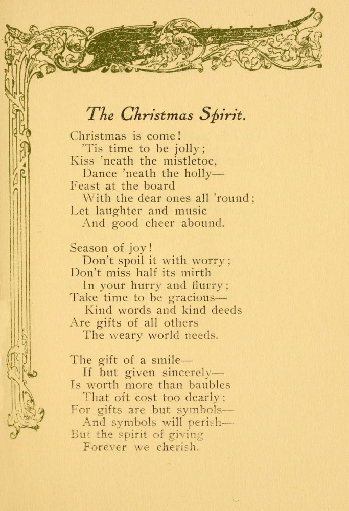 The Christmas Spirit Poster Print from A Book of Verse 1907 by Edith Ver Sluis