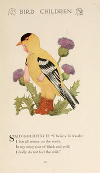 Bird Children 1912 Goldfinch Poster Print by M.T. Ross