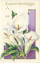 Easter Greetings with Lilies Poster Print featuring vibrant flowers.