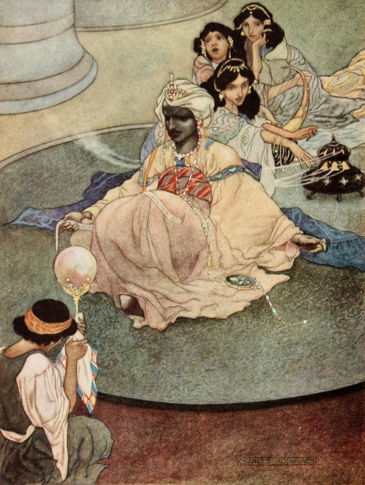 The Happy Prince poster print by Charles Robinson showcasing vibrant colors and intricate details.