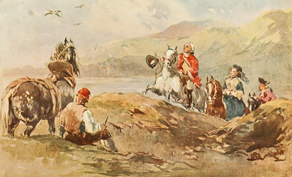 British Watercolour Painting 1908 Hawking Poster Print by Frederick Tayler.