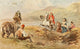 British Watercolour Painting 1908 Hawking Poster Print by Frederick Tayler.
