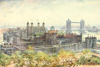 Her Majesty's Tower of London poster print by H. Tidmarsh, showcasing the iconic tower from Tower Hill in 1901.