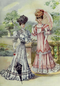 Latest Paris Fashions 1877 Costumes D'Ete Poster Print showcasing vintage fashion.