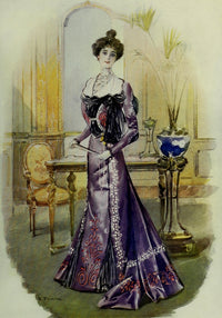 Latest Paris Fashions 1877 Robe de Reception Poster Print showcasing vintage fashion design.