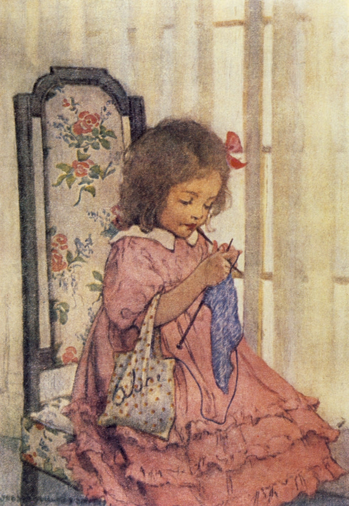 Alice Knitting Poster Print from A Child's Book of Modern Stories by Jessie Willcox Smith, perfect for children's decor.