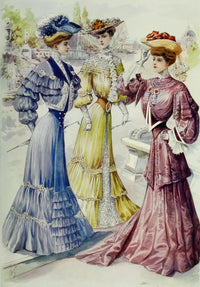 Latest Paris Fashions 1877 Toilettes for Homburg Poster Print showcasing vintage fashion elegance.