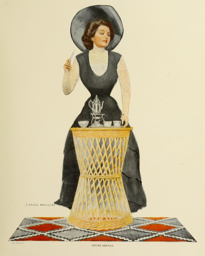 A Gallery of Girls 1911 Divine Service Poster Print by Clarence Coles Phillips