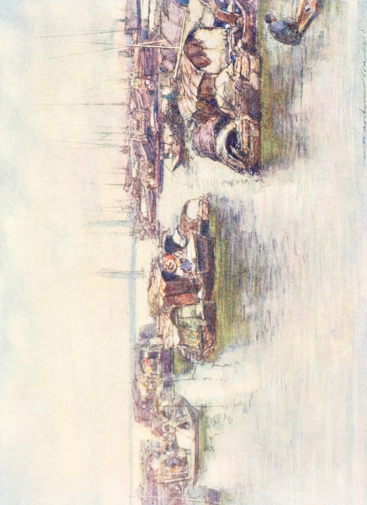 China 1909 Sampans Poster Print by Mortimer Menpes showcasing traditional Chinese boats
